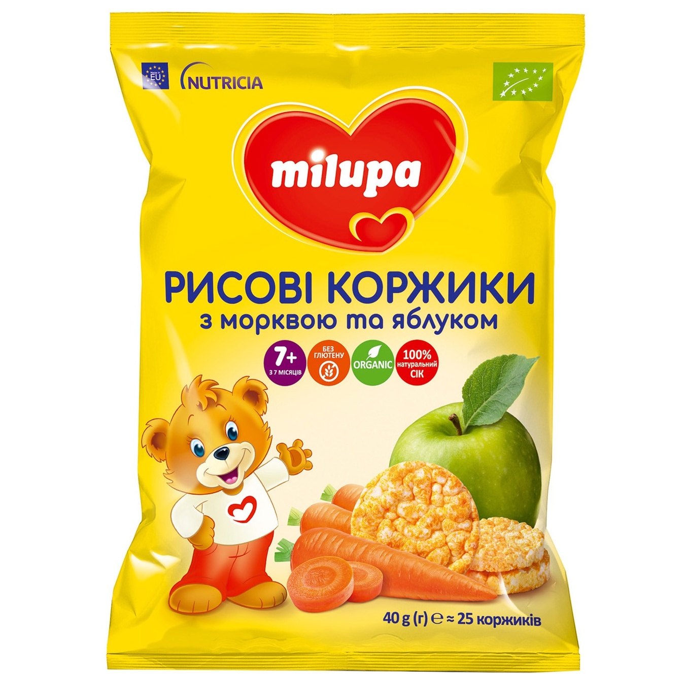 

Рисовые коржики Milupa Морковь яблоко 40г