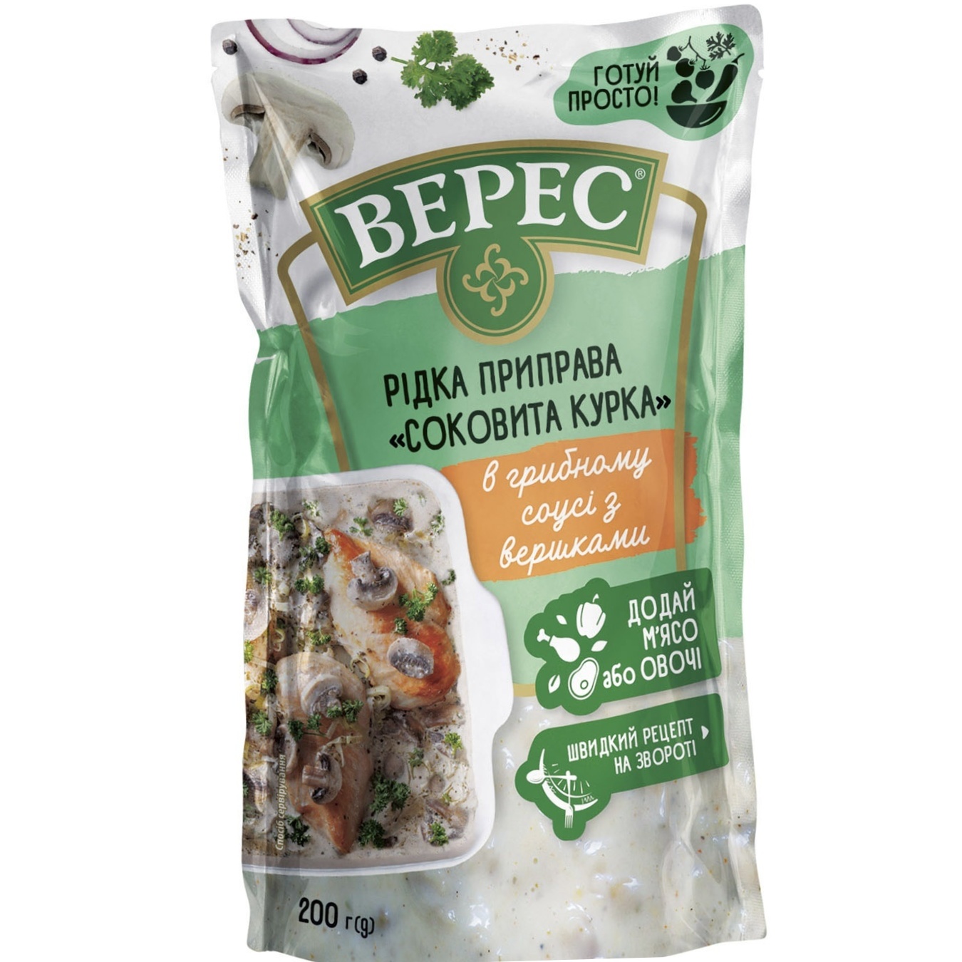 

Жидкая приправа Верес Сочная курица в грибном соусе 200г
