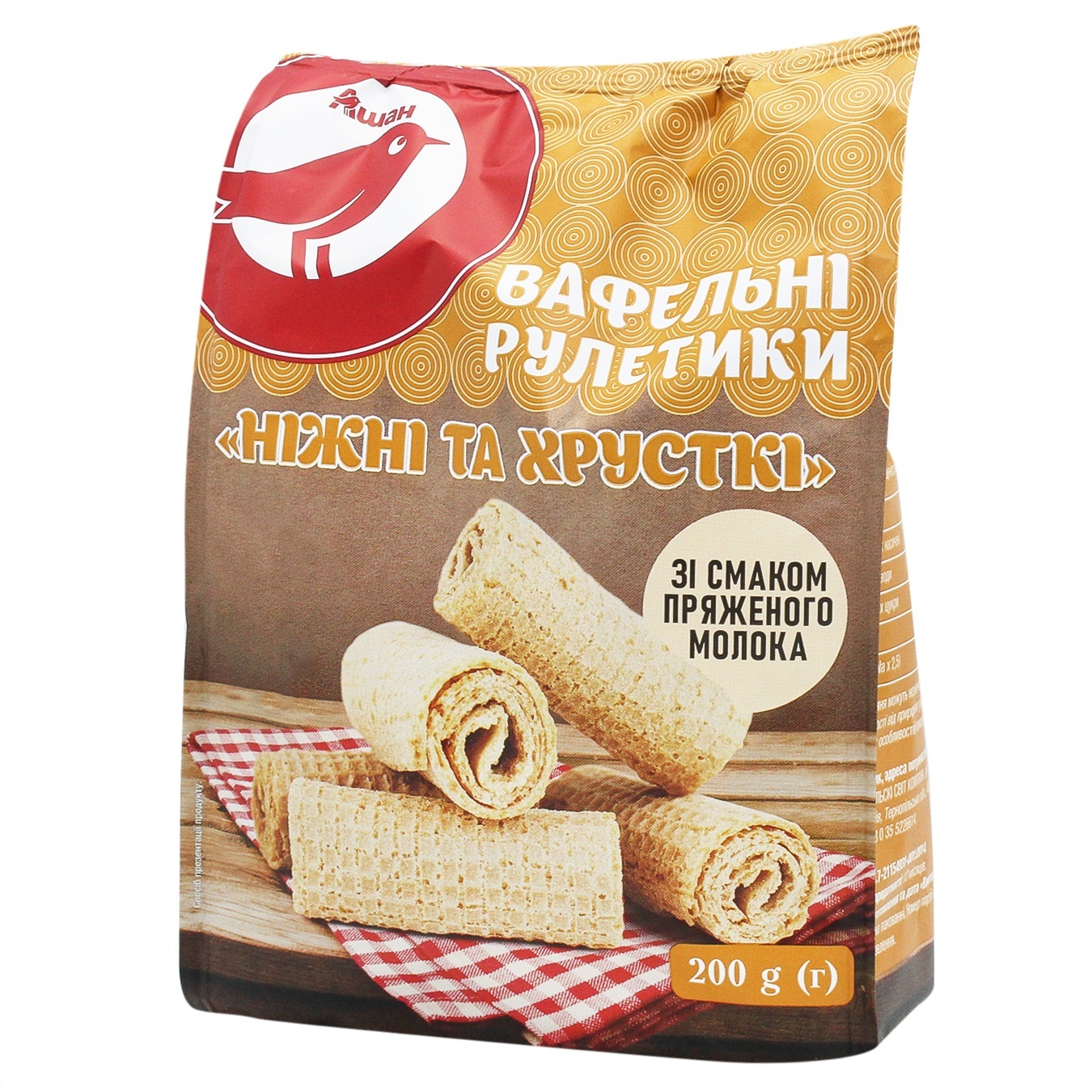 

Вафельные рулетики Ашан со вкусом топленого молока 200г