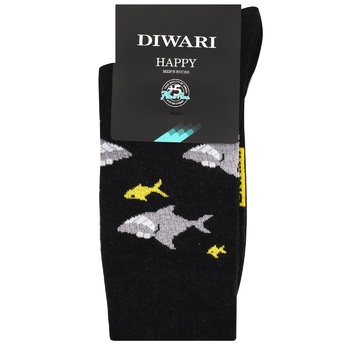 Diwari Happy Black Men's Socks 25s - buy, prices for Vostorg - photo 1