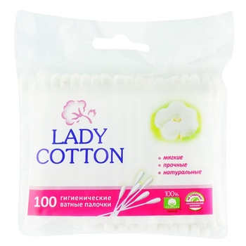 Lady Cotton cotton swabs in a plastic bag 100pcs - buy, prices for NOVUS - photo 2