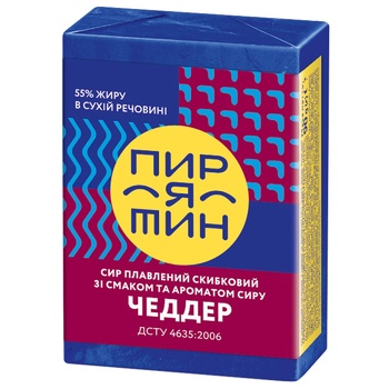 Сир плавлений Пирятин зi смаком та ароматом сиру Чеддер 55% 90г - купити, ціни на Auchan - фото 1