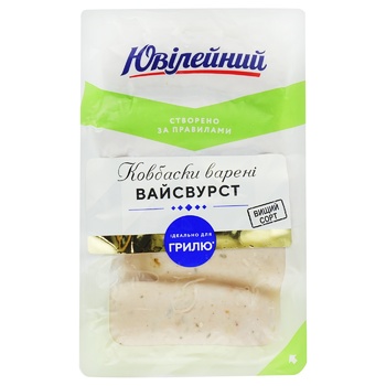 Колбаски Юбилейный Вайсвурст вареные весовые - купить, цены на Auchan - фото 1