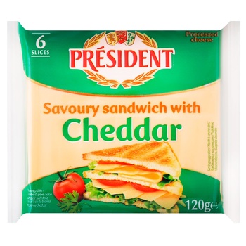 Сыр плавленый President Cheddar для тостов 40% 120г - купить, цены на NOVUS - фото 2