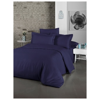 Lighthouse Exclusive Sateen Stripe Lux Blue Piano Bedding Set 200х220 4х50х70cm - buy, prices for - photo 1