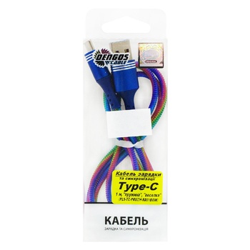 Dengos Type-C Cable for Charging and Synchronization 1m rainbow spring - buy, prices for ULTRAMARKET - photo 1