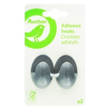 Set of Hooks Self-adhesive Gray 2pcs - buy, prices for Auchan - photo 1