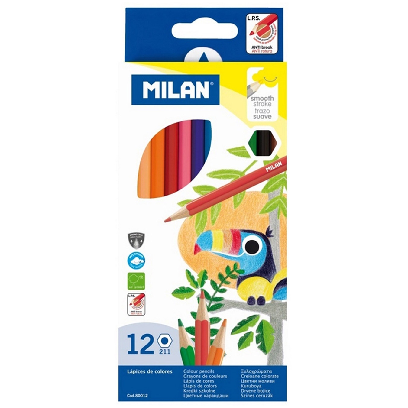 

Карандаши Milan цветные 12шт