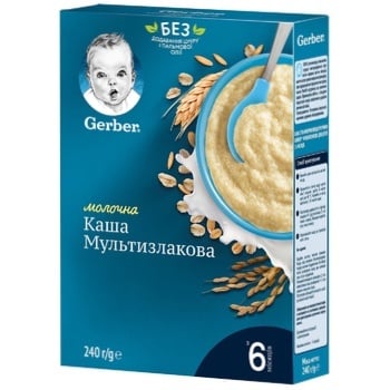 Каша Gerber молочна мультизлакова для дітей з 6 місяців 240г - купити, ціни на МегаМаркет - фото 1