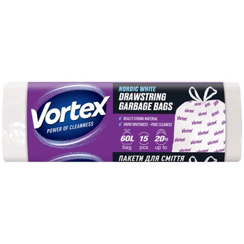 Vortex White Garbage Bags with Tightening 60l 15pcs - buy, prices for Vostorg - photo 2