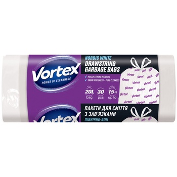 Пакеты для мусора Vortex белые с затяжкой 20л 30шт - купить, цены на - фото 2