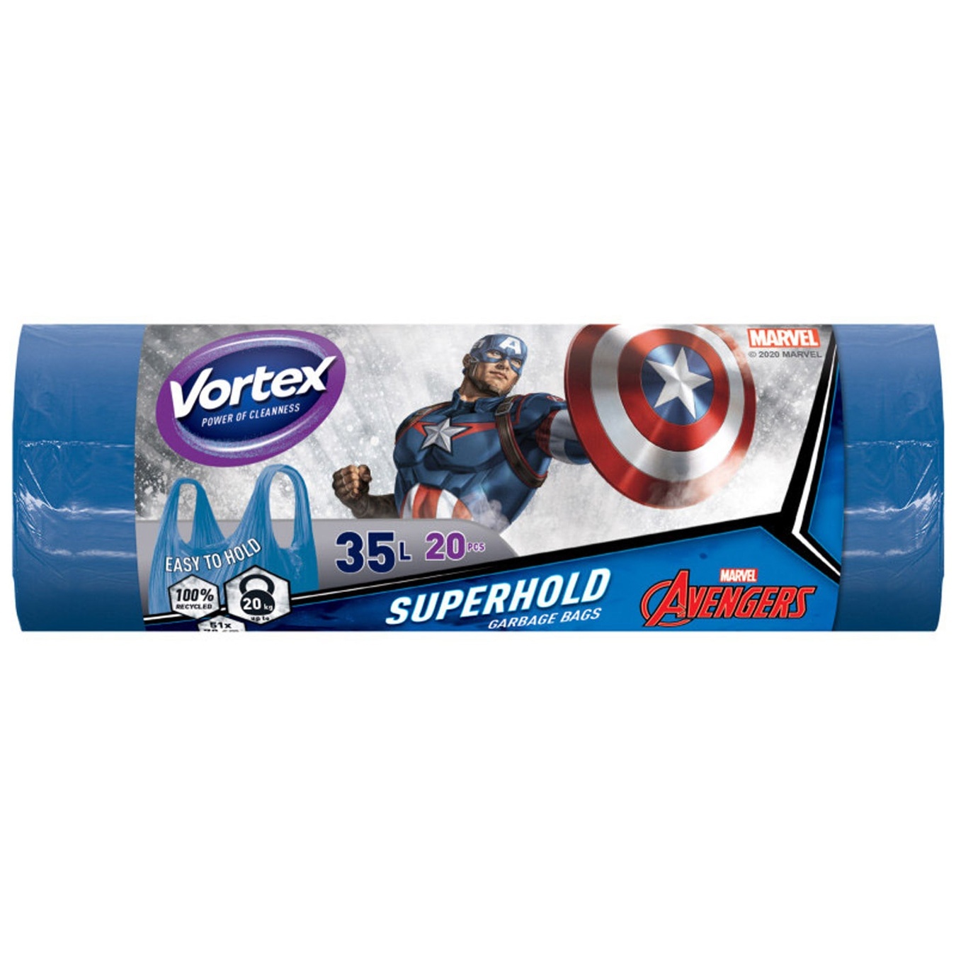 

Пакеты для мусора Vortex Capitan America с ручками 35л 20шт