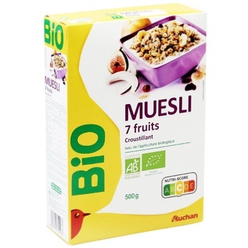 Мюсли Auchan Bio 7 фруктов 500г - купить, цены на Auchan - фото 1