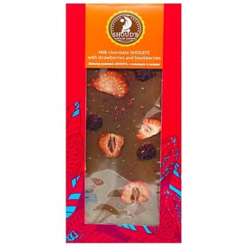 Shoud'e with strawberries and blackberries milk chocolate 100g