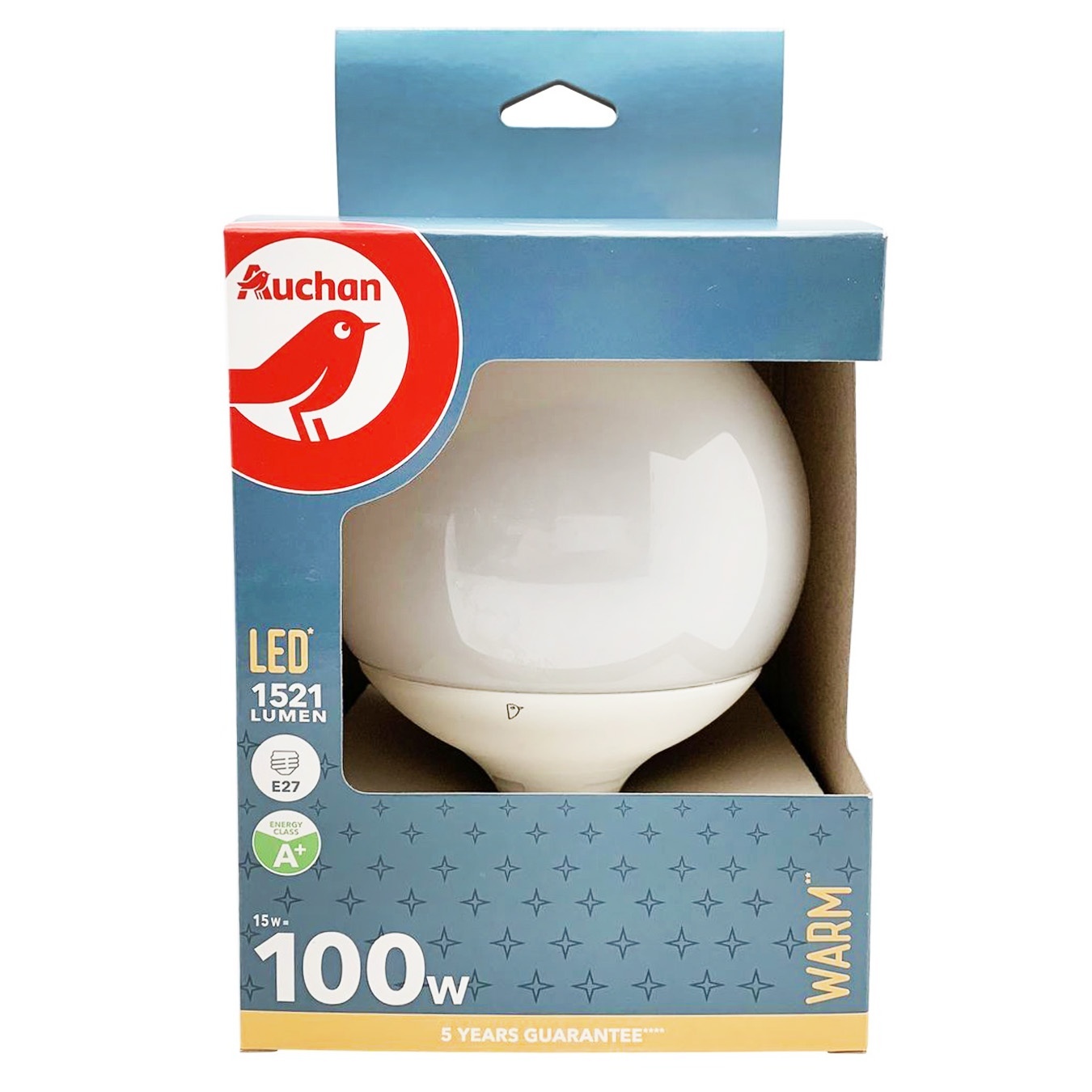 

Лампа Ашан LED G95 15W E27 2700K