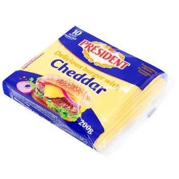 President Cheddar Processed Cheese for Burgers 40% 200g