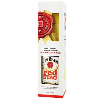 Ликер Jim Beam Red Stag Black Cherry 32,5% 0,7л + стакан - купить, цены на МегаМаркет - фото 1