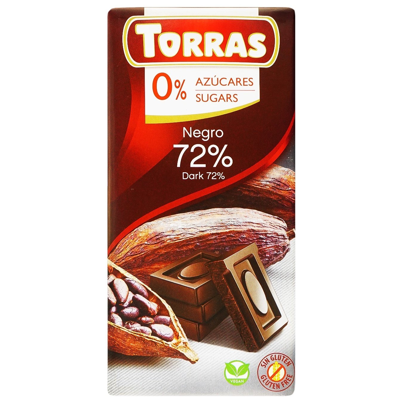 

Шоколад Torras черный без сахара и глютена 72% 75г