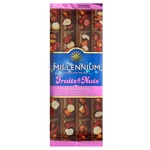 Шоколад Millennium Fruits & Nuts молочний з мигдалем цілими лісовими горіхами журавлиною та родзинками 90г