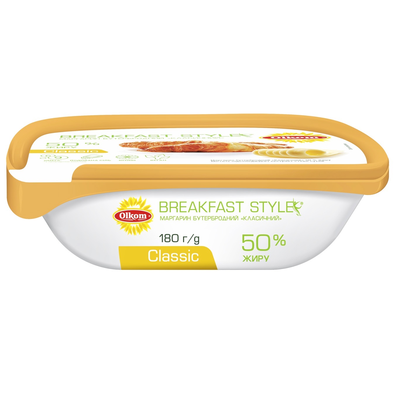 

Бутербродный маргарин Olkom Breakfast Style Classic 50% 180г