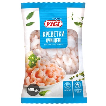 Креветки Vici Пріоріті очищені варено-морожені глазуровані 200/300 500г - купити, ціни на Auchan - фото 1