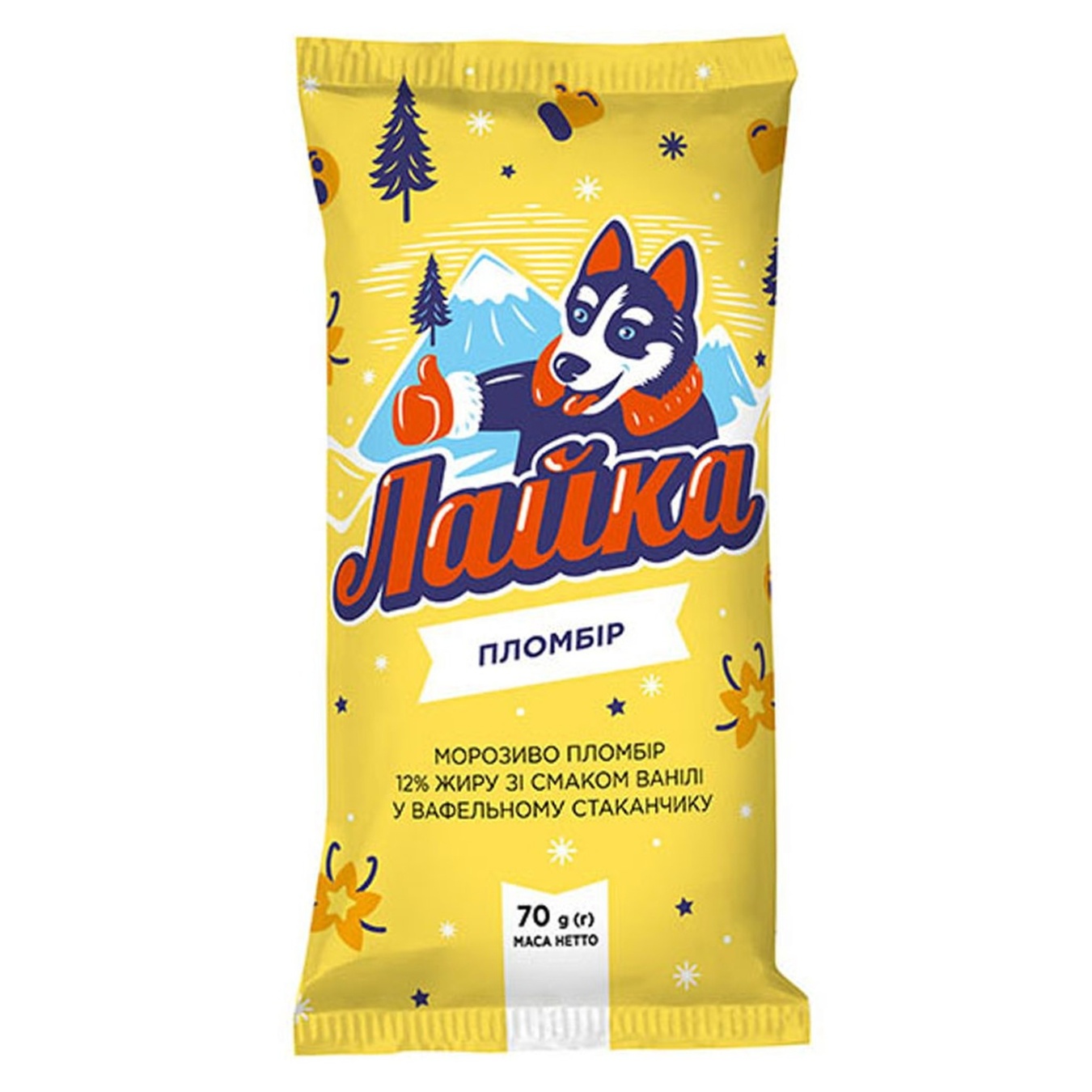 

Мороженое Лайка пломбир со вкусом ванили в вафельном стаканчике 70г