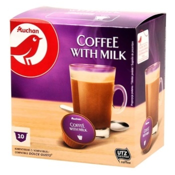 Auchan Coffee with Milk in Capsules 10pcs*10g - buy, prices for Auchan - photo 1