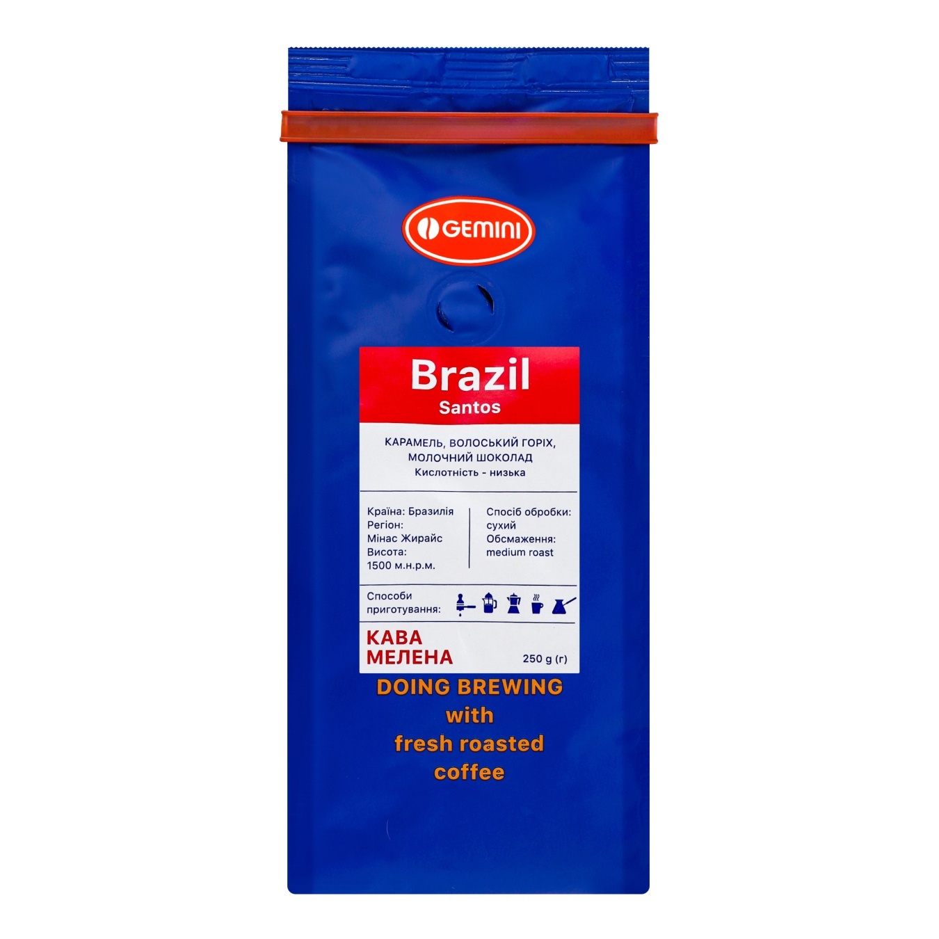 

Кофе Gemini Brazil Santos молотый 250г