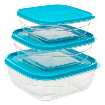 Ucsan Plastic Soft & Lock Square Containers Set 1.1л+1.6л+2.4l 3pcs