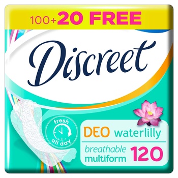 Прокладки Discreet Deo Waterlily щоденні 120шт