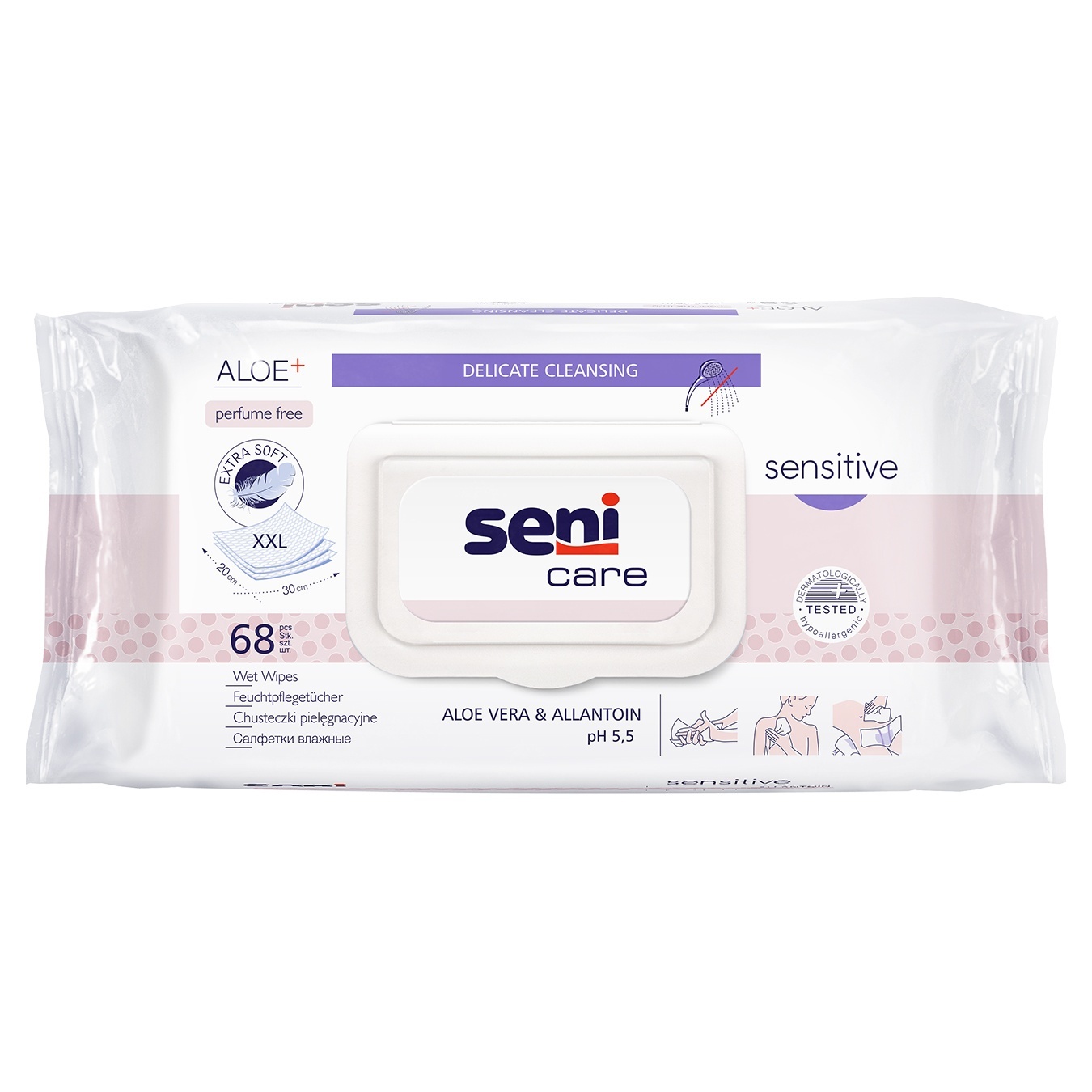 

Салфетки влажные Seni Care Sensitive 68шт