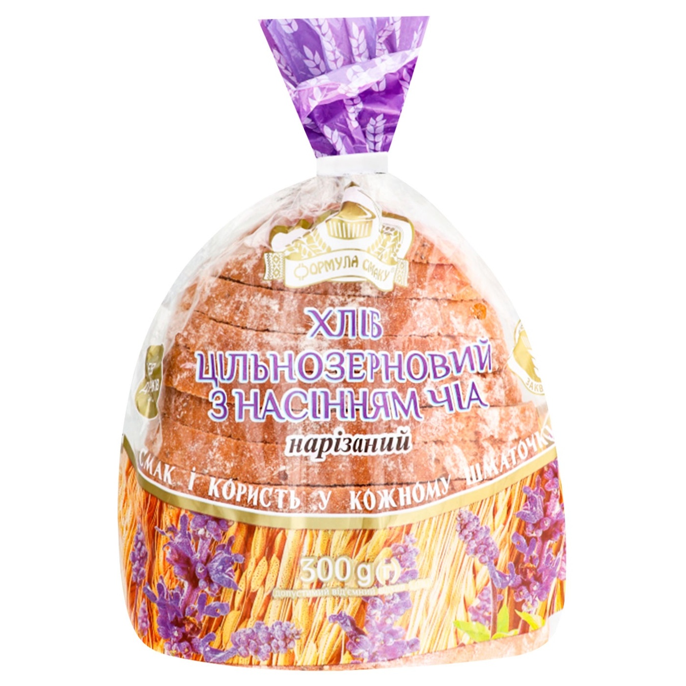 

Хлеб Формула Вкуса Бездрожжевой цельнозерновой с семенами чиа нарезанный 300г