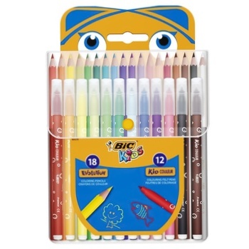 Набор для рисования BIC Kids Карандаши + Фломастеры 30шт - купить, цены на Auchan - фото 1