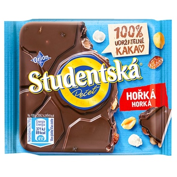 Шоколад черный Studentska с арахисом и изюмом 90г - купить, цены на Auchan - фото 1