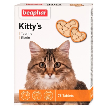 Лакомство Beaphar Kitty's Taurine-Biotin для кошек 75шт