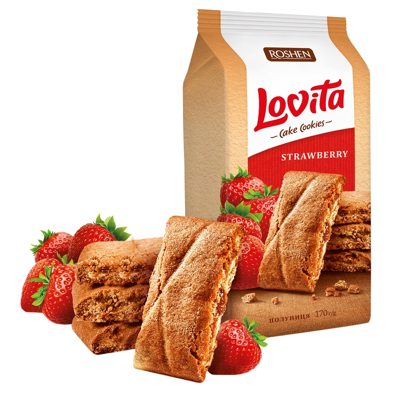

Печенье Roshen Lovita Cake Cookies Клубника 168г