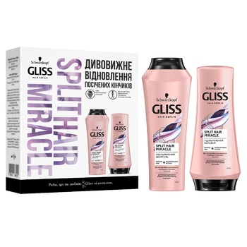 Gliss Split End Miracle Shampoo 250ml + Balm for Hair with Cut Ends 200ml 
Gift Set - buy, prices for ULTRAMARKET - photo 1