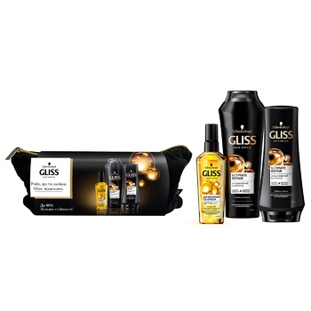 Gliss Ultimate Repair Cosmetic Bag + Shampoo 250ml + Balm 200ml + Oil Gift Set 75ml - buy, prices for COSMOS - photo 1