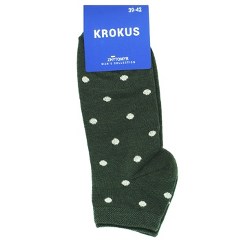 Носки мужские Krokus короткие р.39-42 хаки в бежевый горох - купить, цены на КОСМОС - фото 1