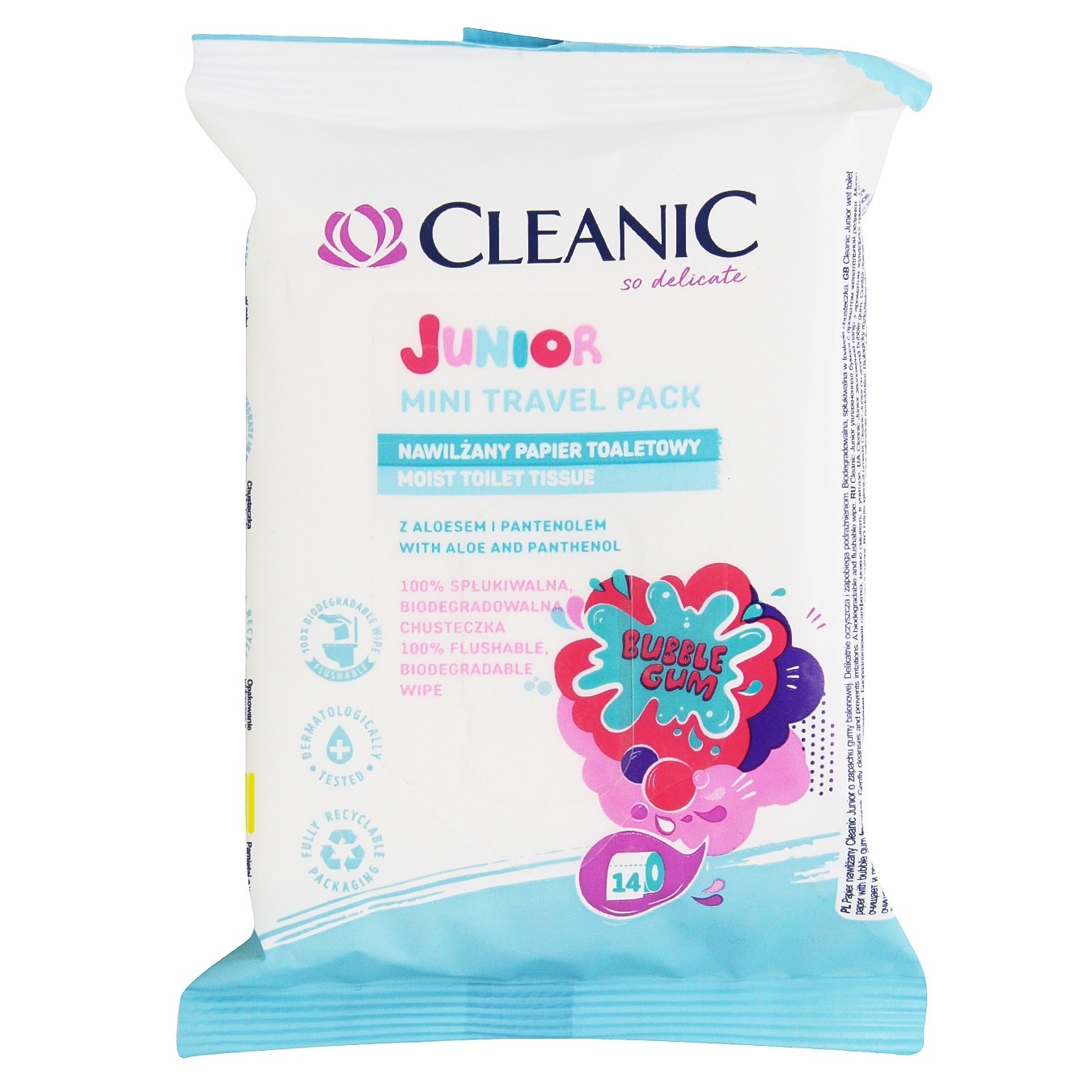 

Туалетная бумага Cleanic Junior влажная из алоэ вера 14шт