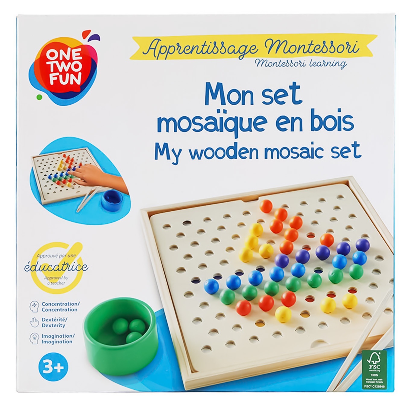 

Набор мозаики One two fun Монтессори деревянной