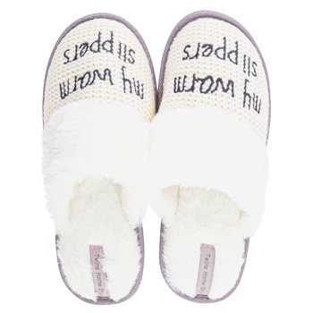 Тапки женские Twins My Warm Slippers вышивка белые 36-40р - купить, цены на МегаМаркет - фото 1