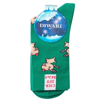 Diwari New Year 21C-71SP 649 Green Man's Socks Size 27-29 - buy, prices for - photo 1