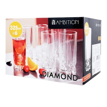 Ambition Diamond Glasses 325ml 6pcs - buy, prices for COSMOS - photo 1