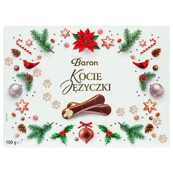 Конфеты Baron Кошачьи язычки молочно-белые 100г - купить, цены на Auchan - фото 2