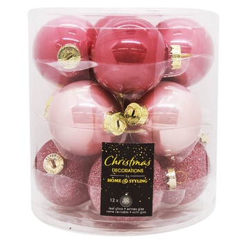 Pink Glass Christmas Tree Balls 6cm 12pcs - buy, prices for METRO - photo 2