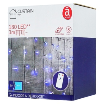 Actuel 180 LED Curtain Blue Garland 8 programs 3m - buy, prices for - photo 1