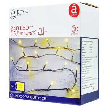 Гирлянда Actuel 240 LED 9 программ 15,5м - купить, цены на Auchan - фото 1