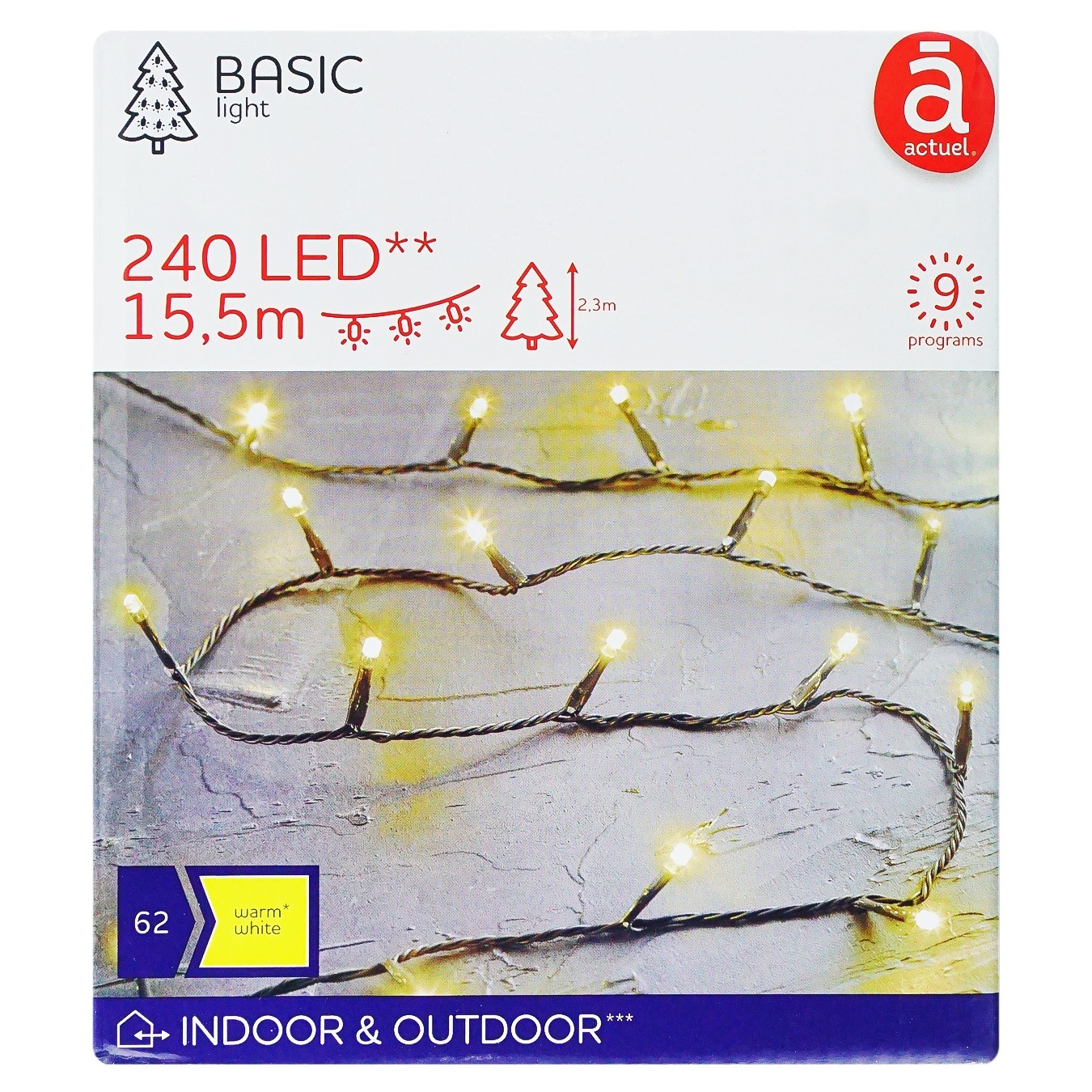 

Гирлянда Actuel 240 LED 9 программ 15,5м