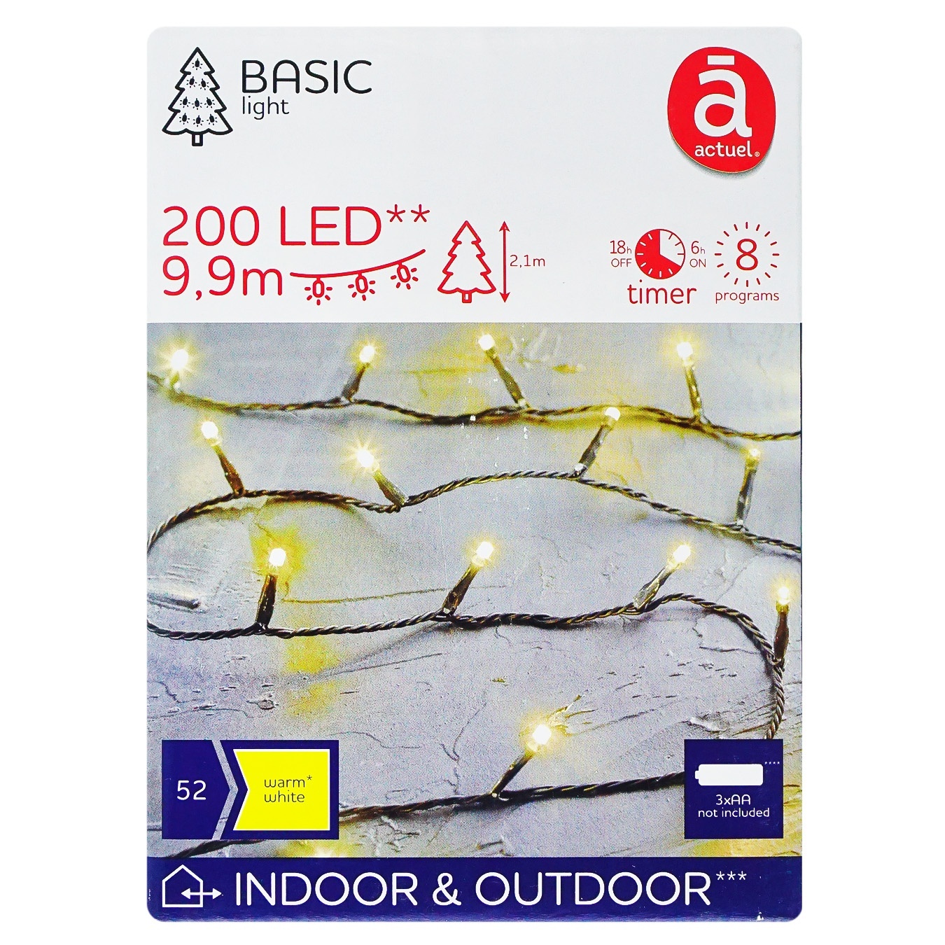 

Гирлянда Actuel 200 LED теплый белый 8 программ 9,9м